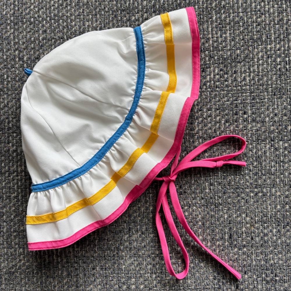 Vintage Colorful Ruffled Sun Hat 18M Baby Girl Summer Hat